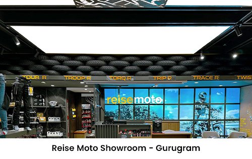 Reise Moto Showroom Gurugram stretch ceiling